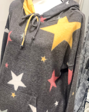 Star Hooded Top - Charcoal