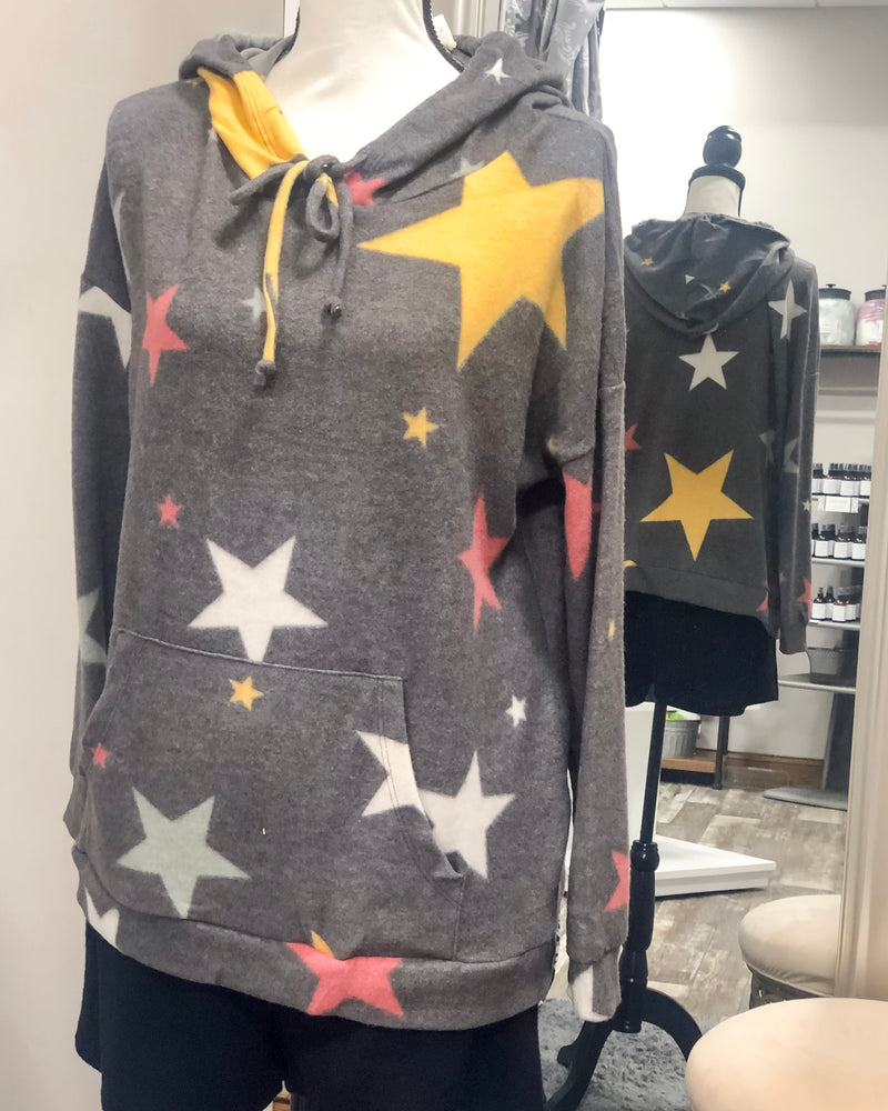 Star Hooded Top - Charcoal