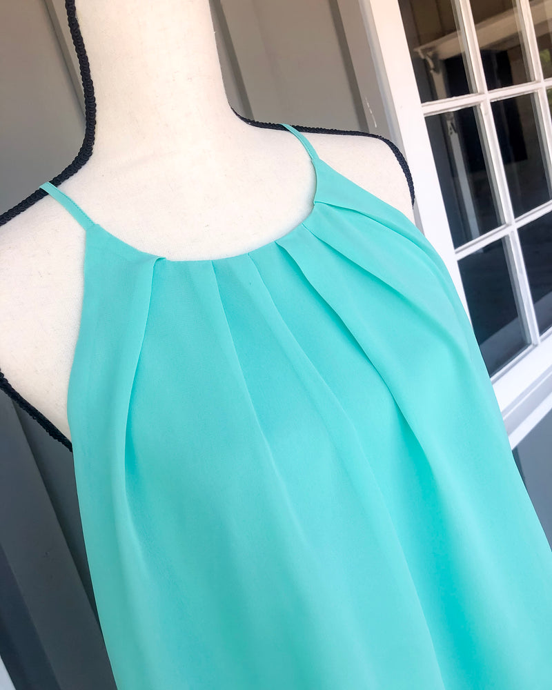 Chiffon Cami Tank Top Fully Lined - Dark Mint