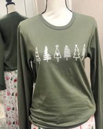 Row of Christmas Trees Long Sleeve Graphic Tee