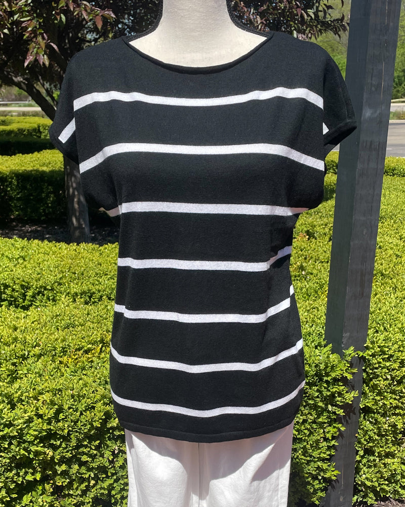 Striped Pullover Sweater - Black