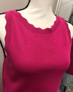 Scalloped Sleeveless Sweater Tank - Fuchsia