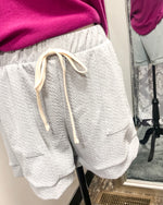 Textured Elastic Waist Lounge Shorts  - Heather Gray