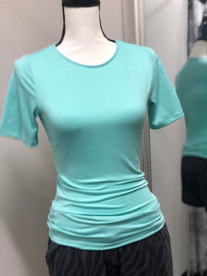 Round Neck Fitted Knit Top - Seafoam