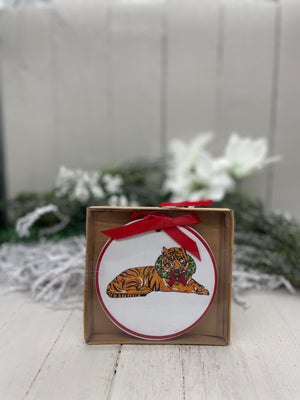 Tiger Wreath Ceramic Ornament