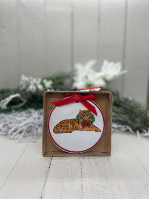 Tiger Wreath Ceramic Ornament